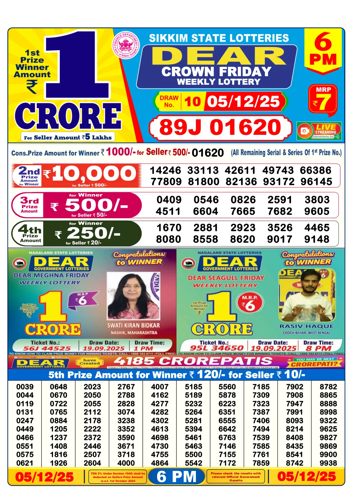 Lottery Sambad Old Result - 05/12/2025 | 6PM