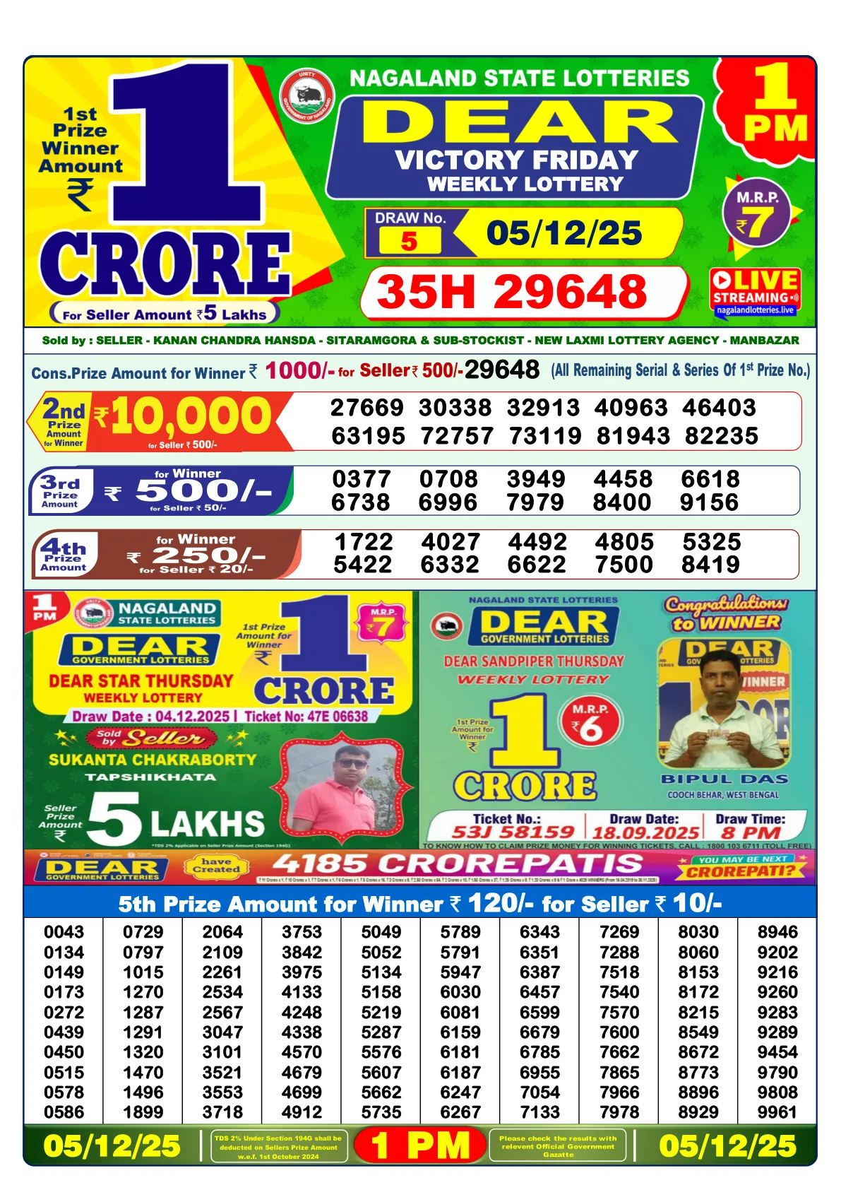 Lottery Sambad Old Result - 05/12/2025 | 1PM