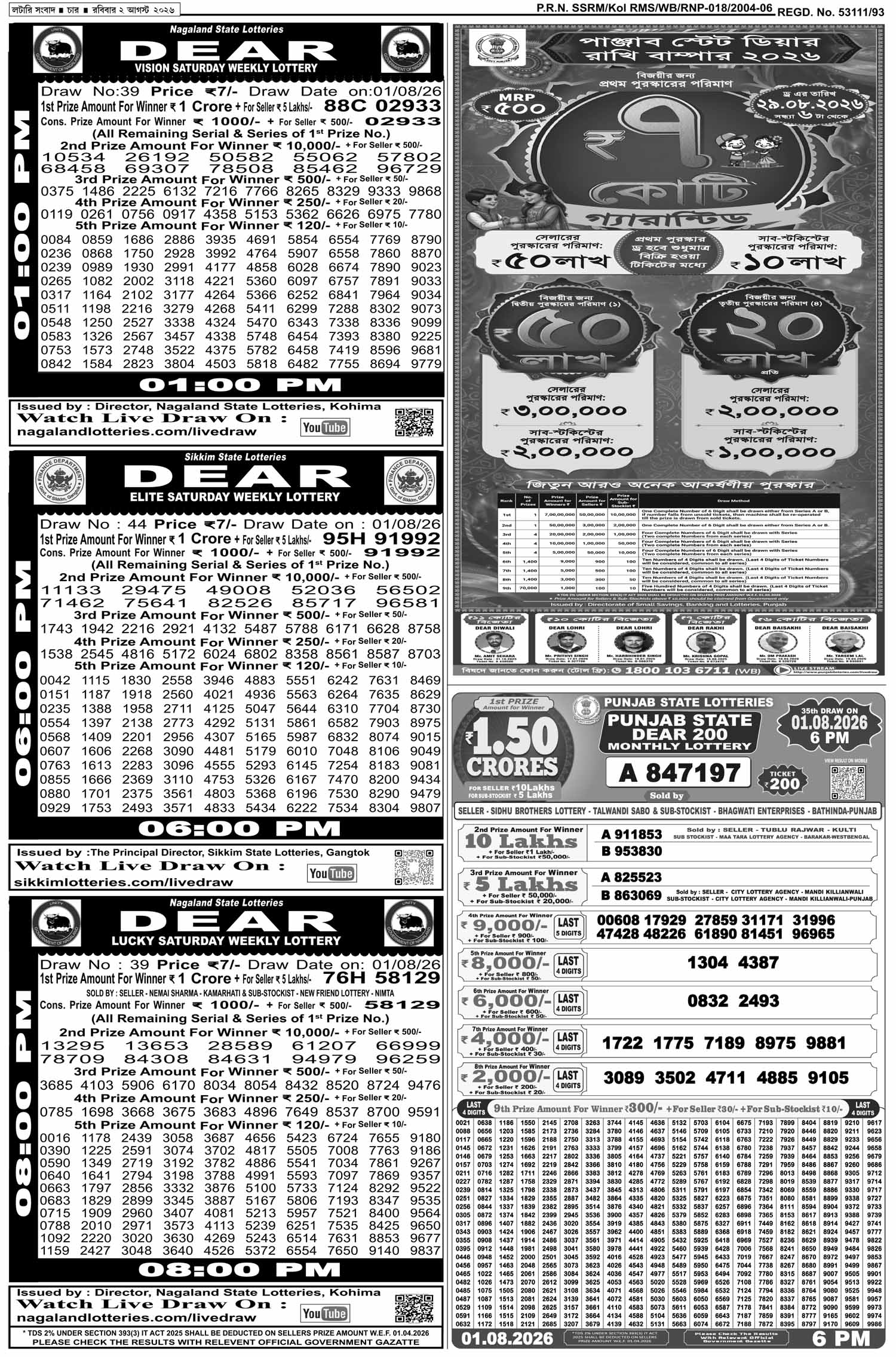 Lottery Sambad E-Paper 02 August 2026