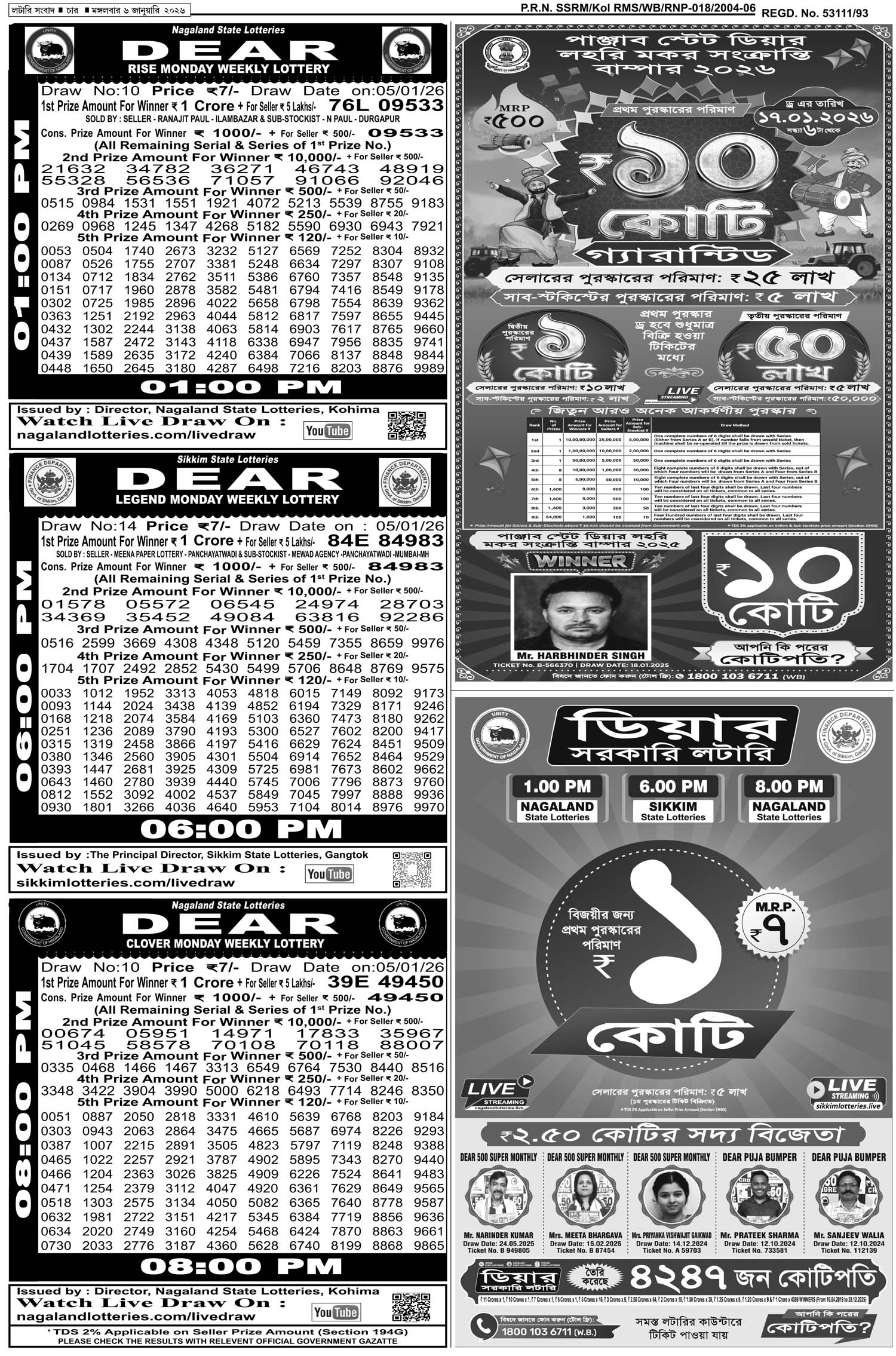 Lottery Sambad E-Paper 06 January 2026