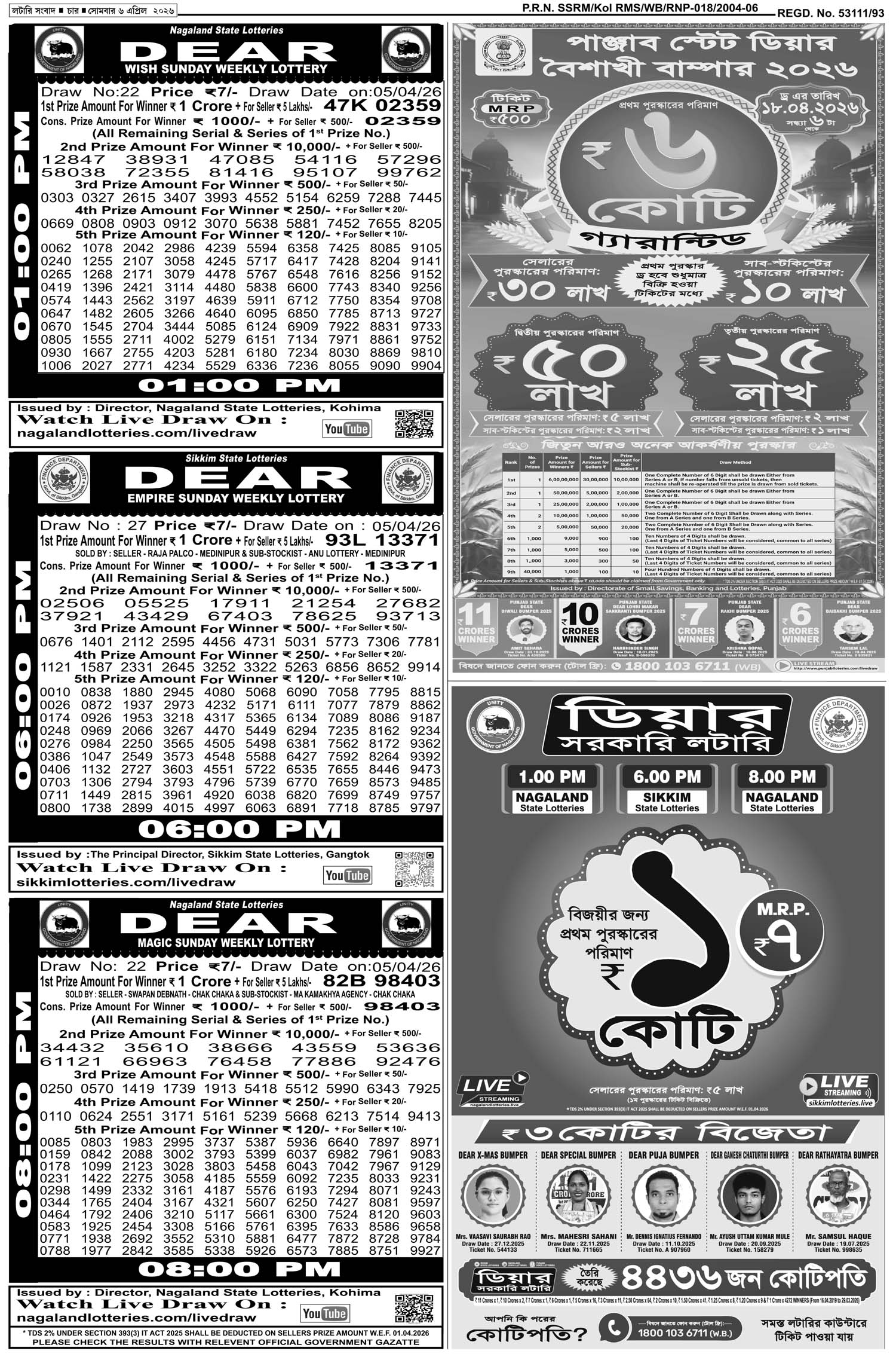 Lottery Sambad E-Paper 06 April 2026