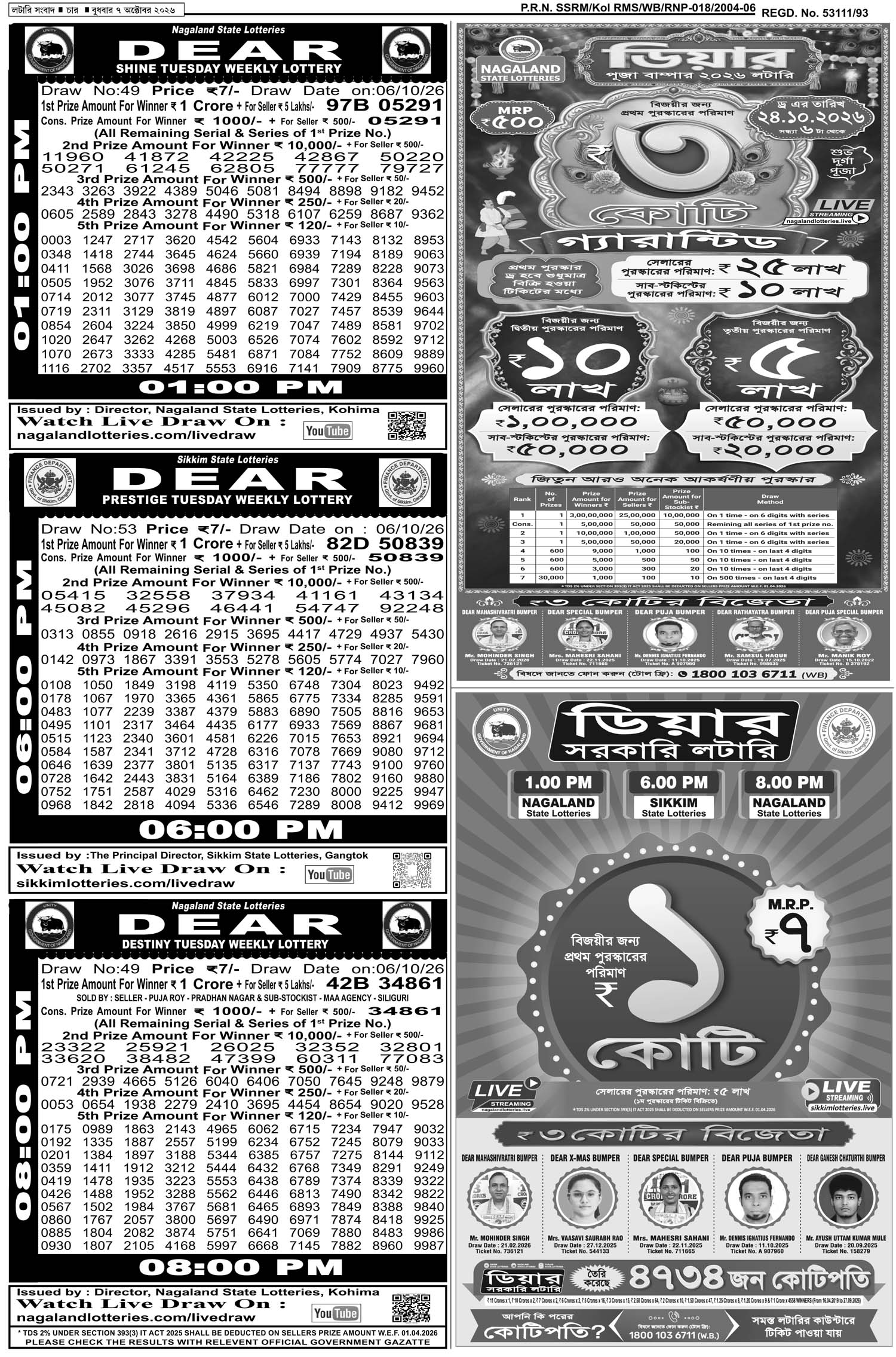 Lottery Sambad E-Paper 07 October 2026