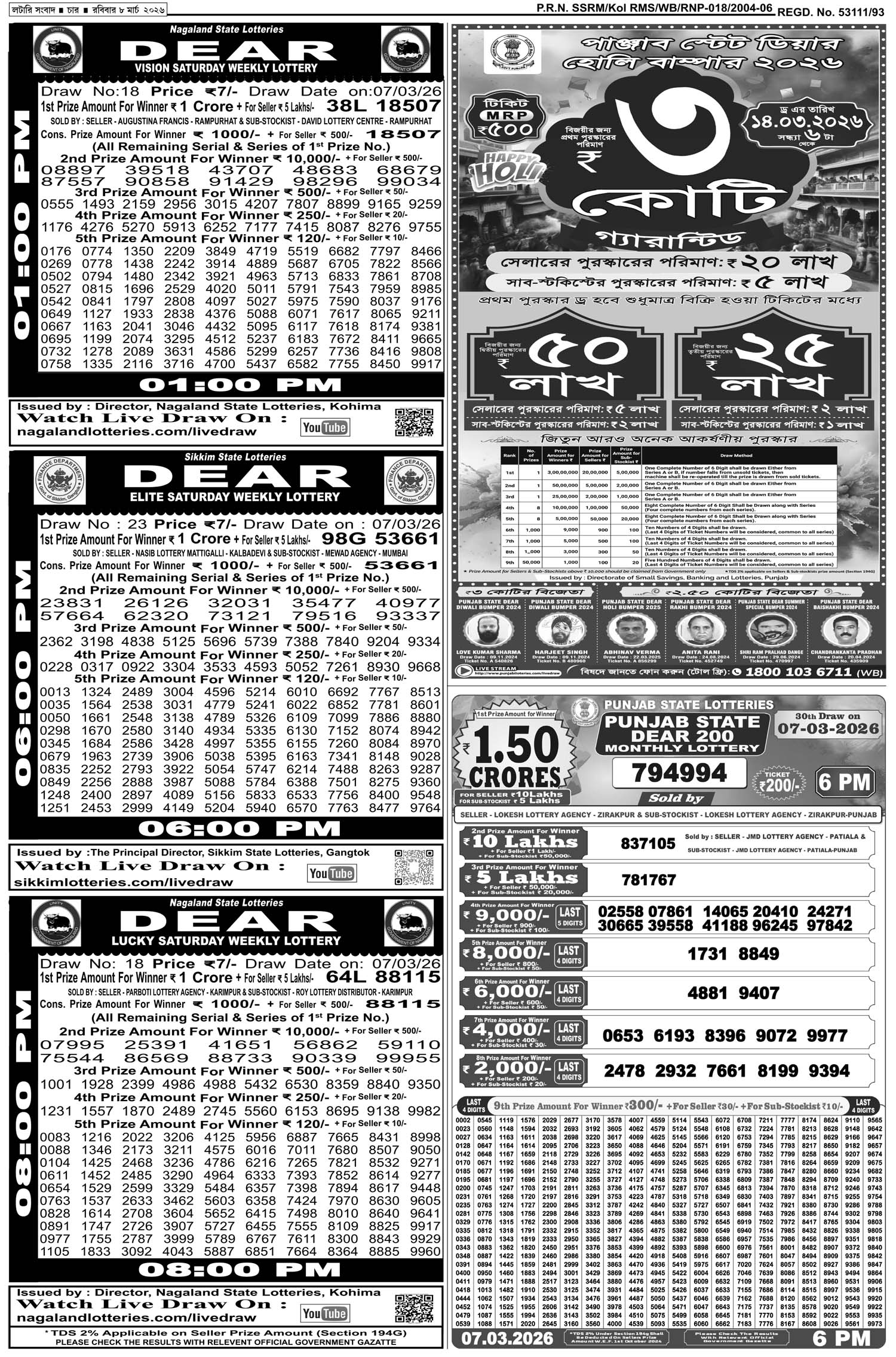 Lottery Sambad E-Paper 08 March 2026