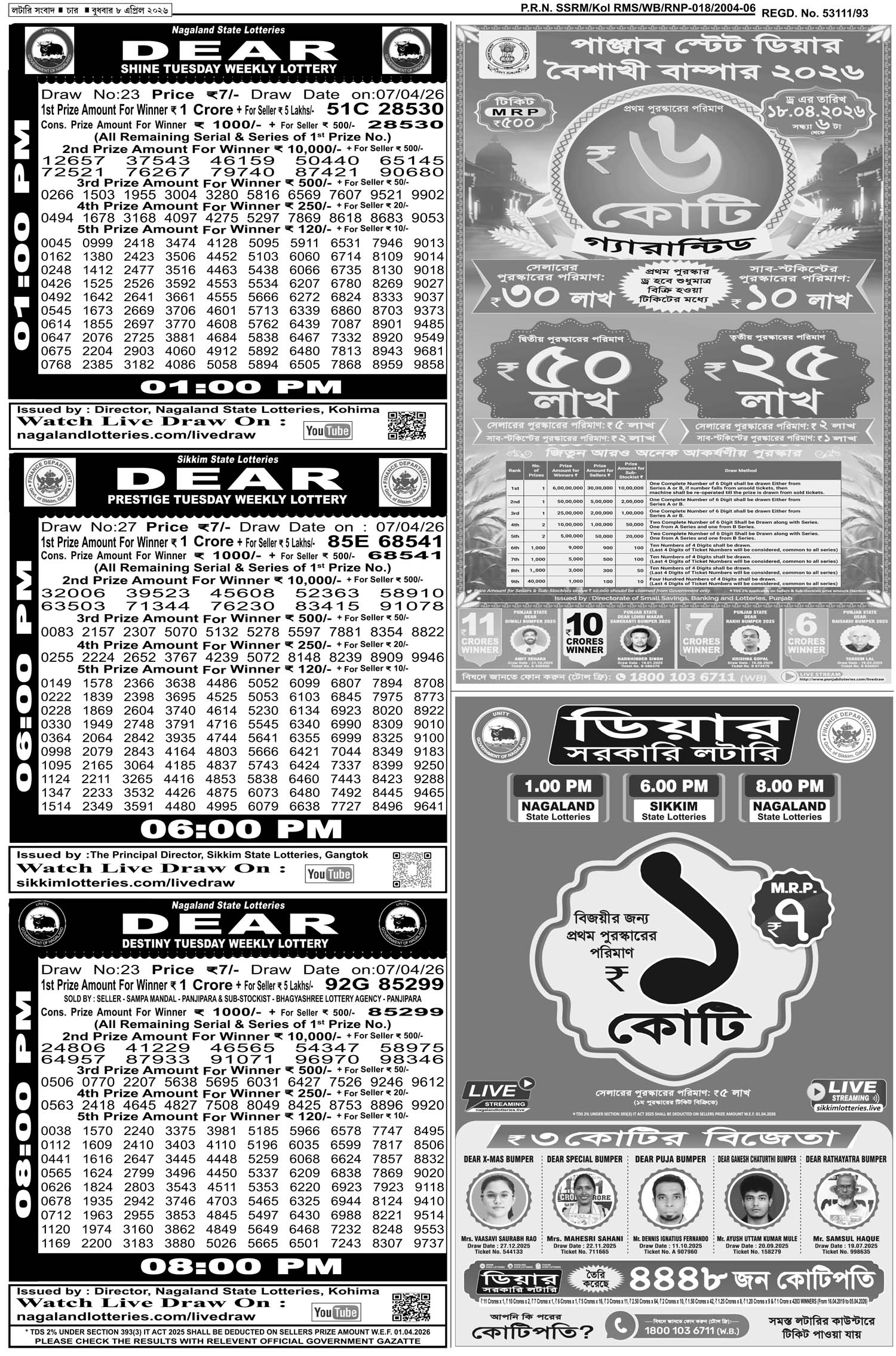 Lottery Sambad E-Paper 08 April 2026