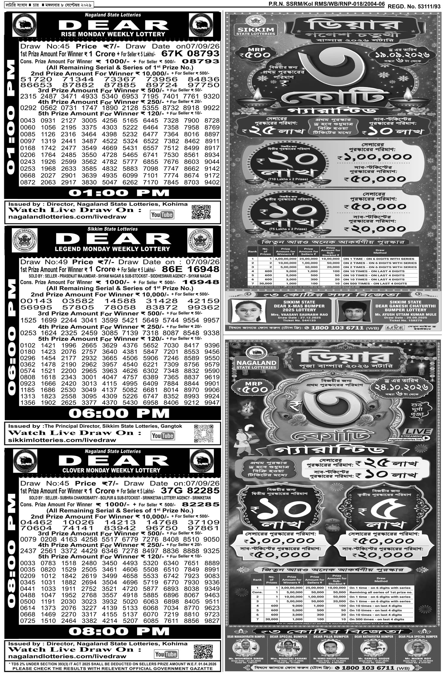 Lottery Sambad E-Paper 08 September 2026