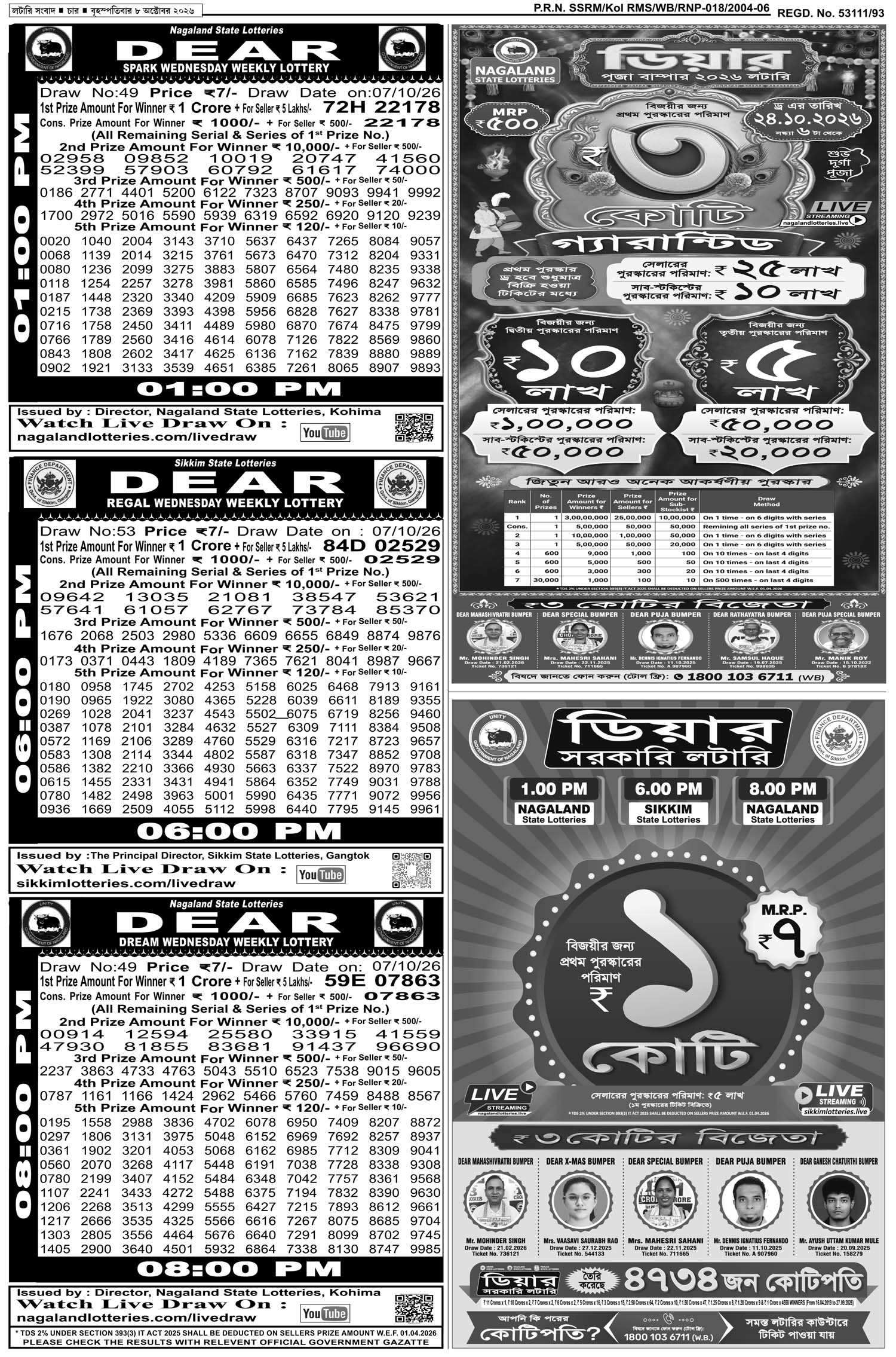 Lottery Sambad E-Paper 08 October 2026