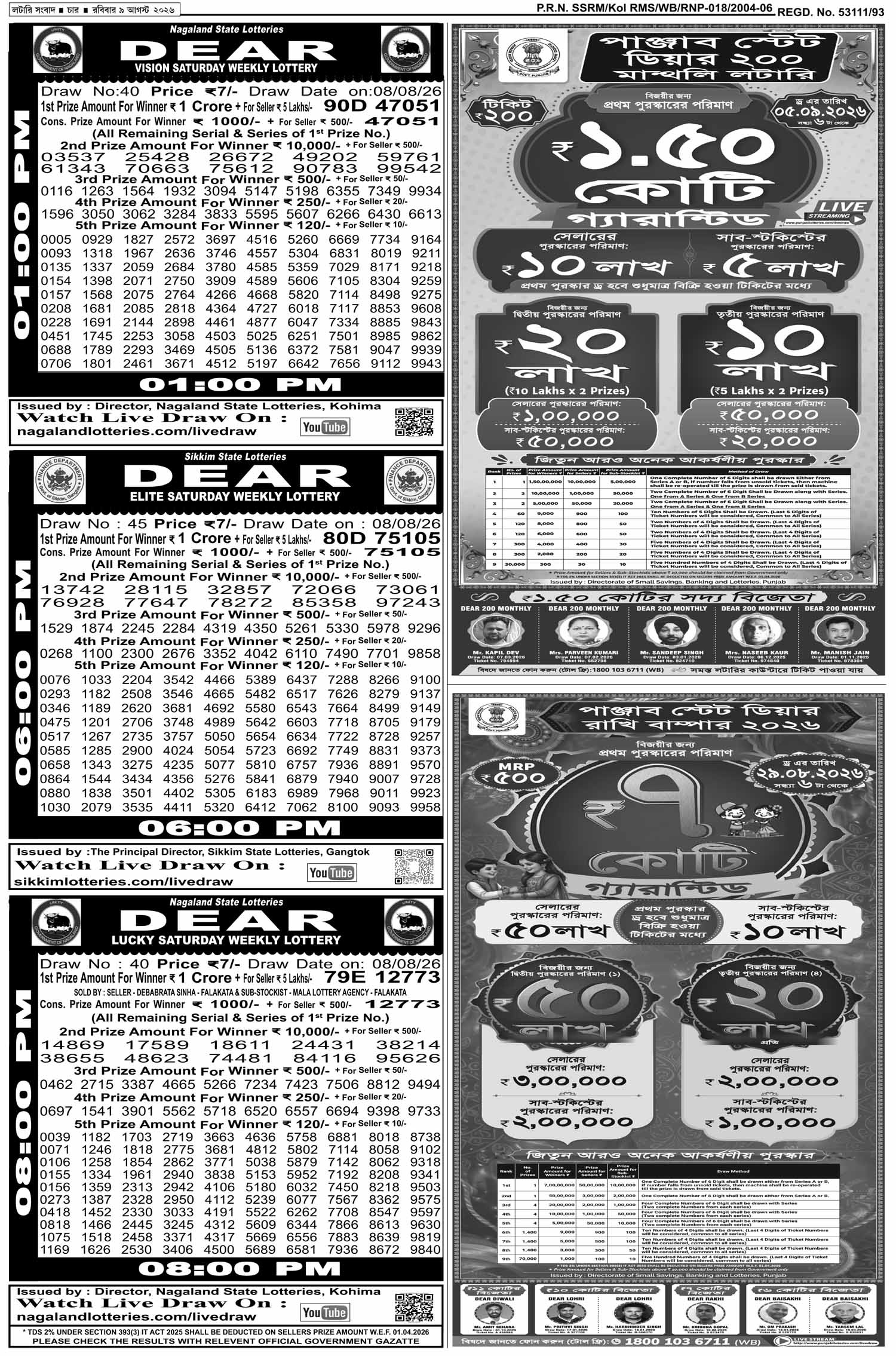 Lottery Sambad E-Paper 09 August 2026