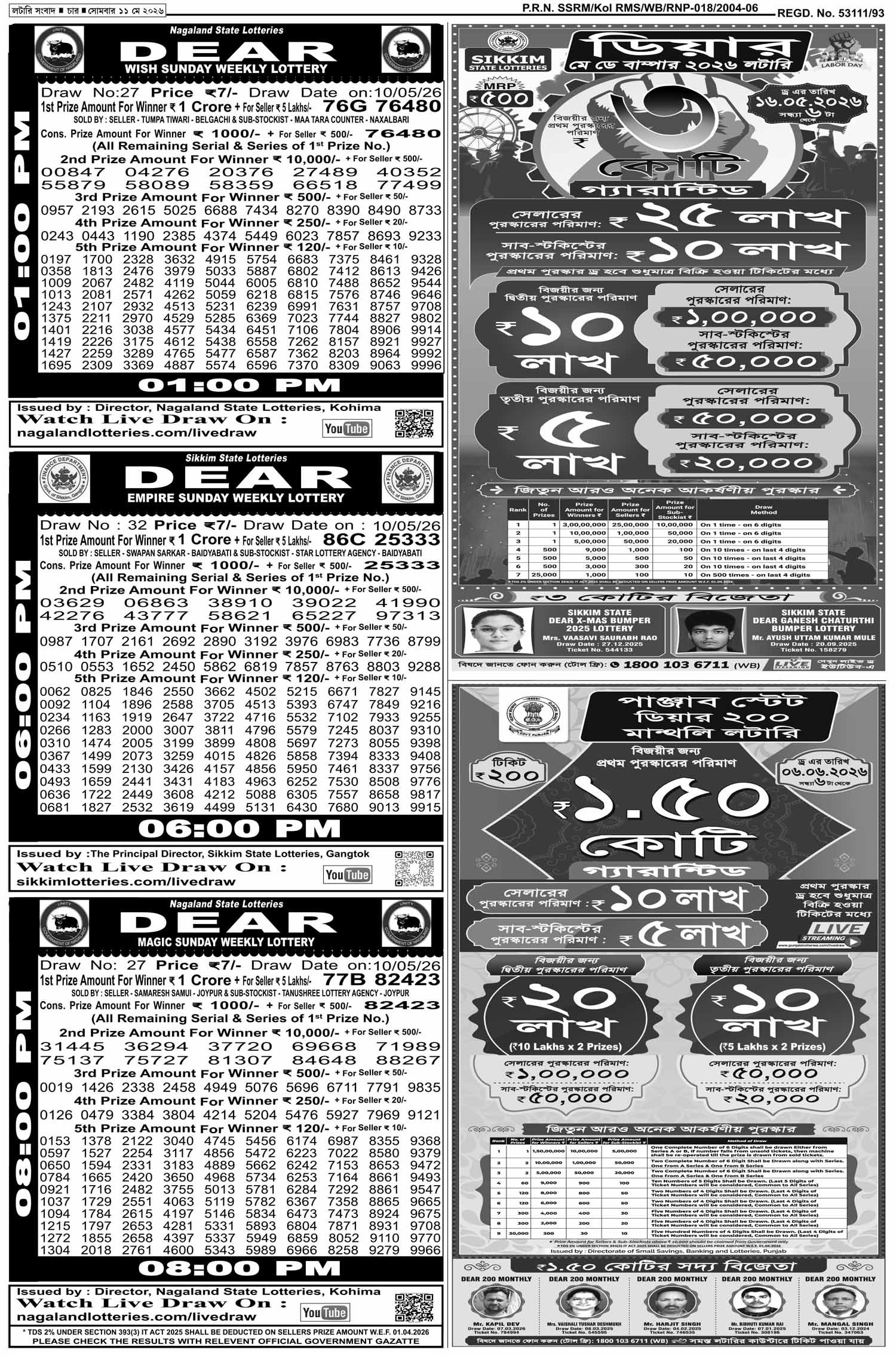 Lottery Sambad E-Paper 11 May 2026