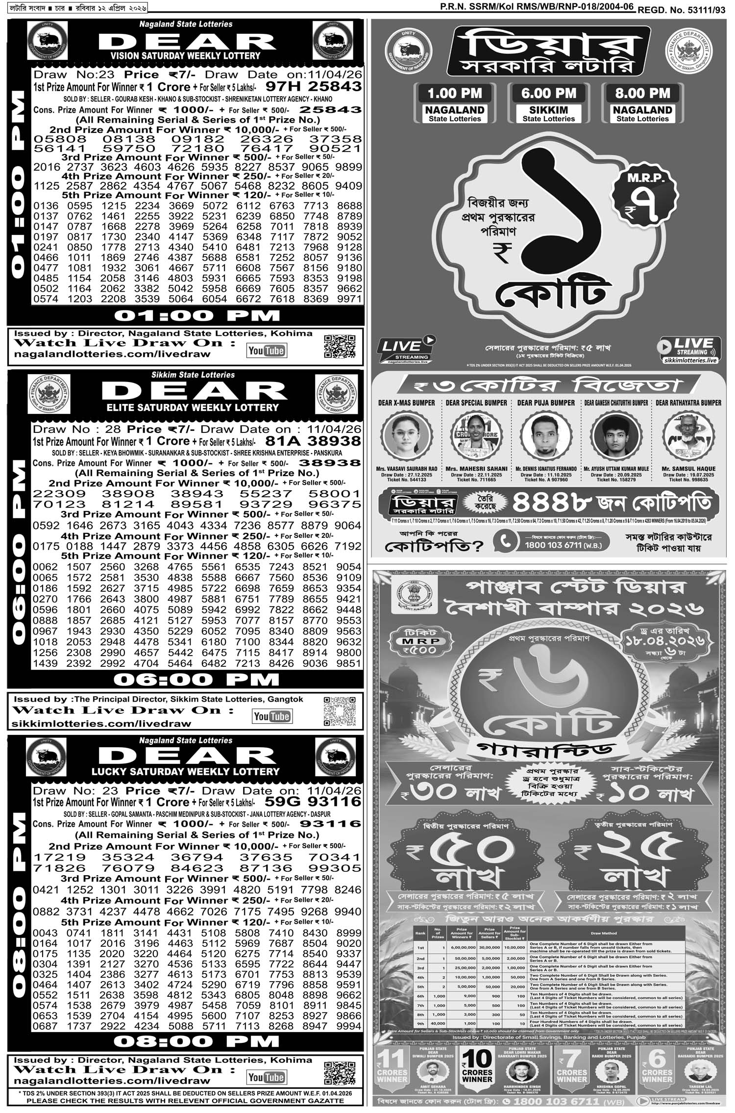 Lottery Sambad E-Paper 12 April 2026