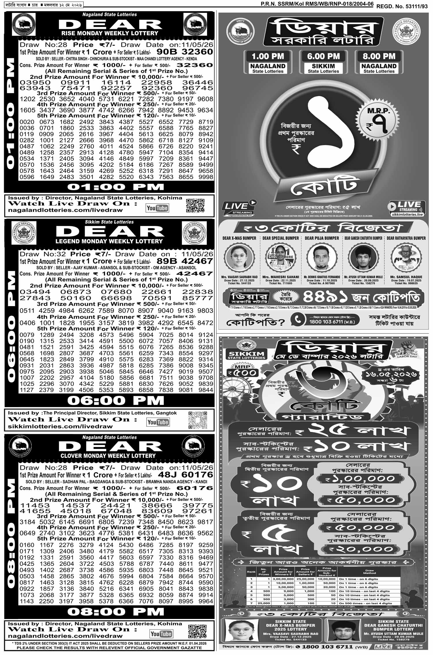 Lottery Sambad E-Paper 12 May 2026
