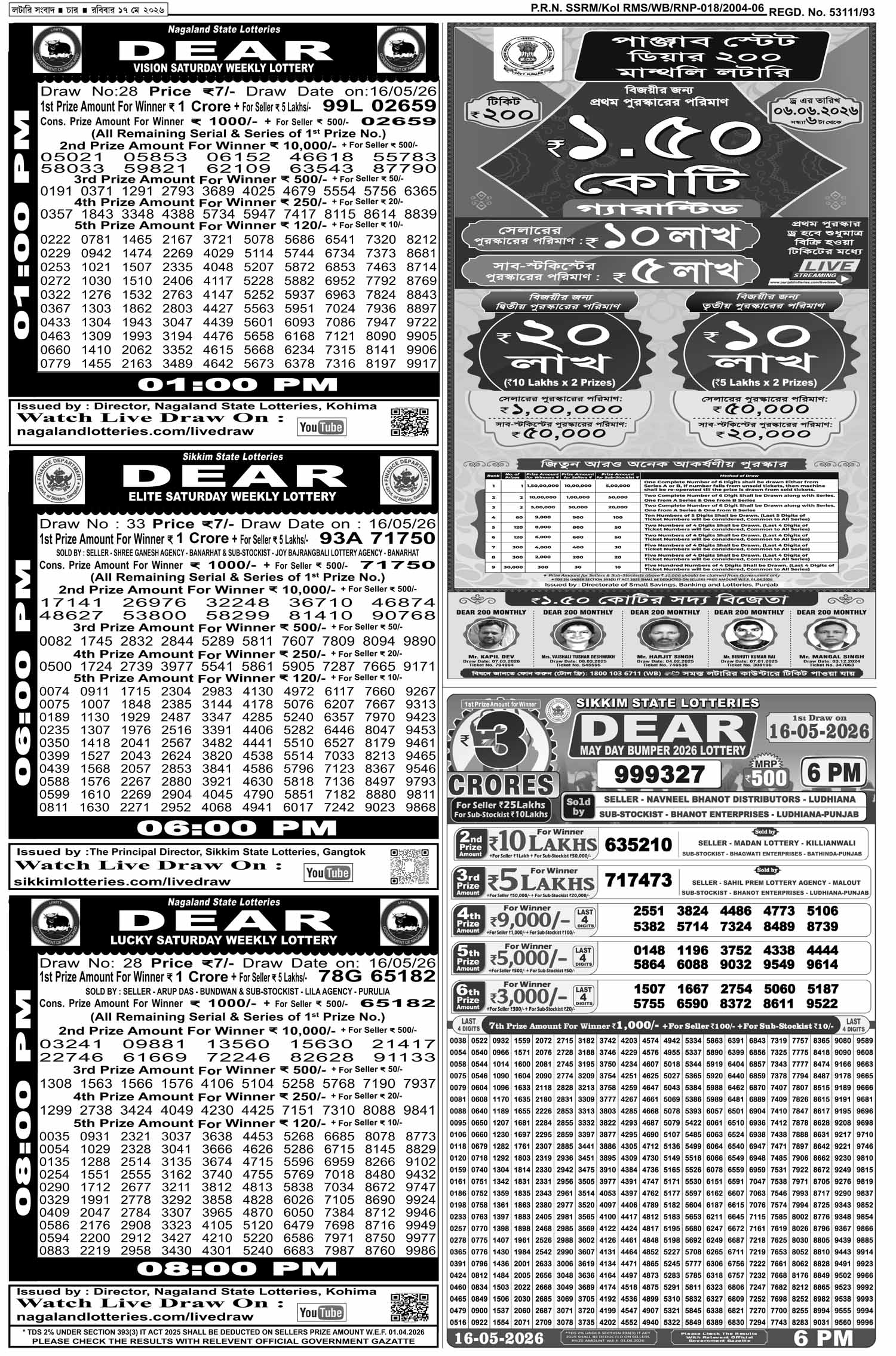Lottery Sambad E-Paper 17 May 2026
