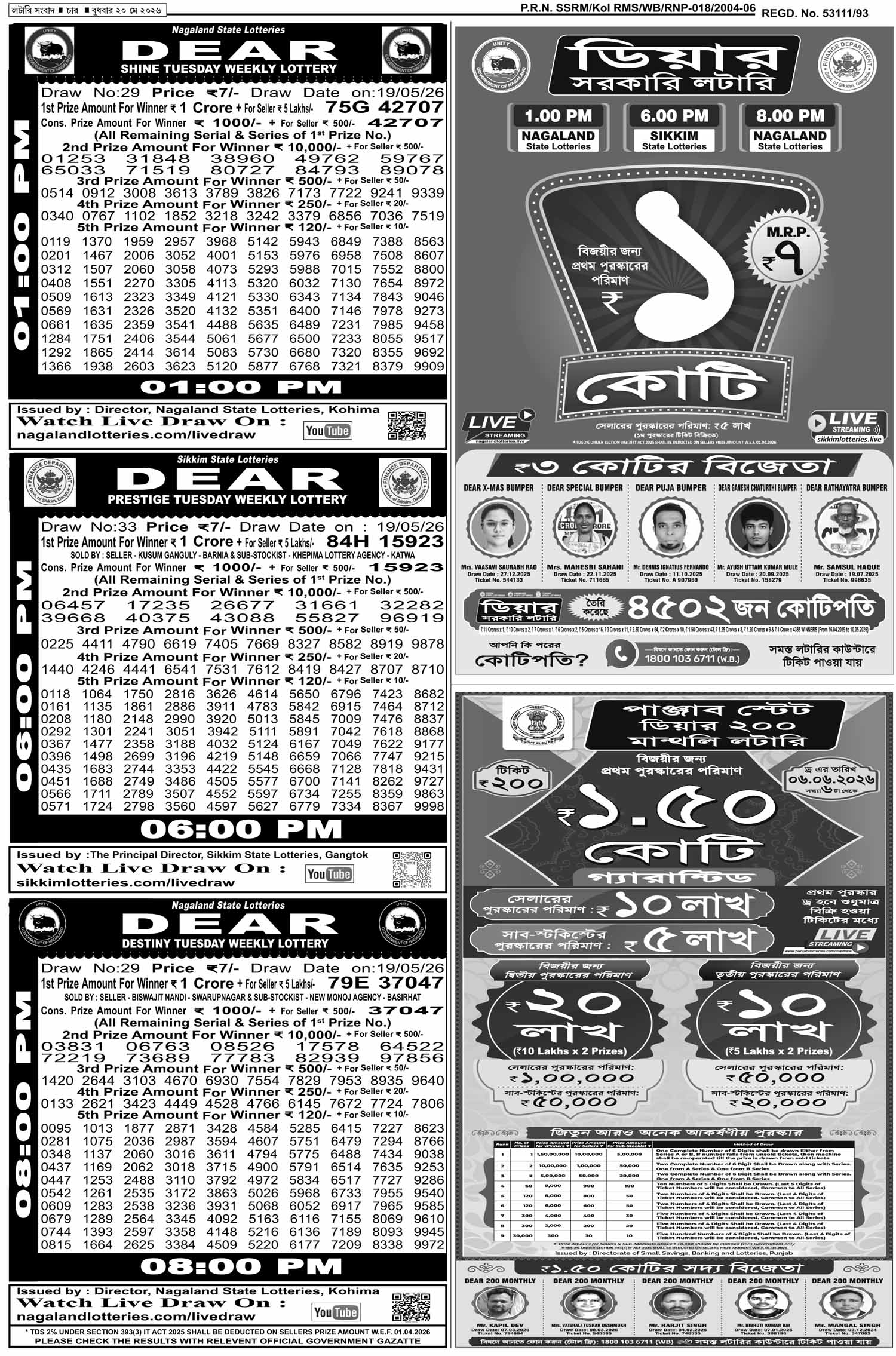 Lottery Sambad E-Paper 20 May 2026