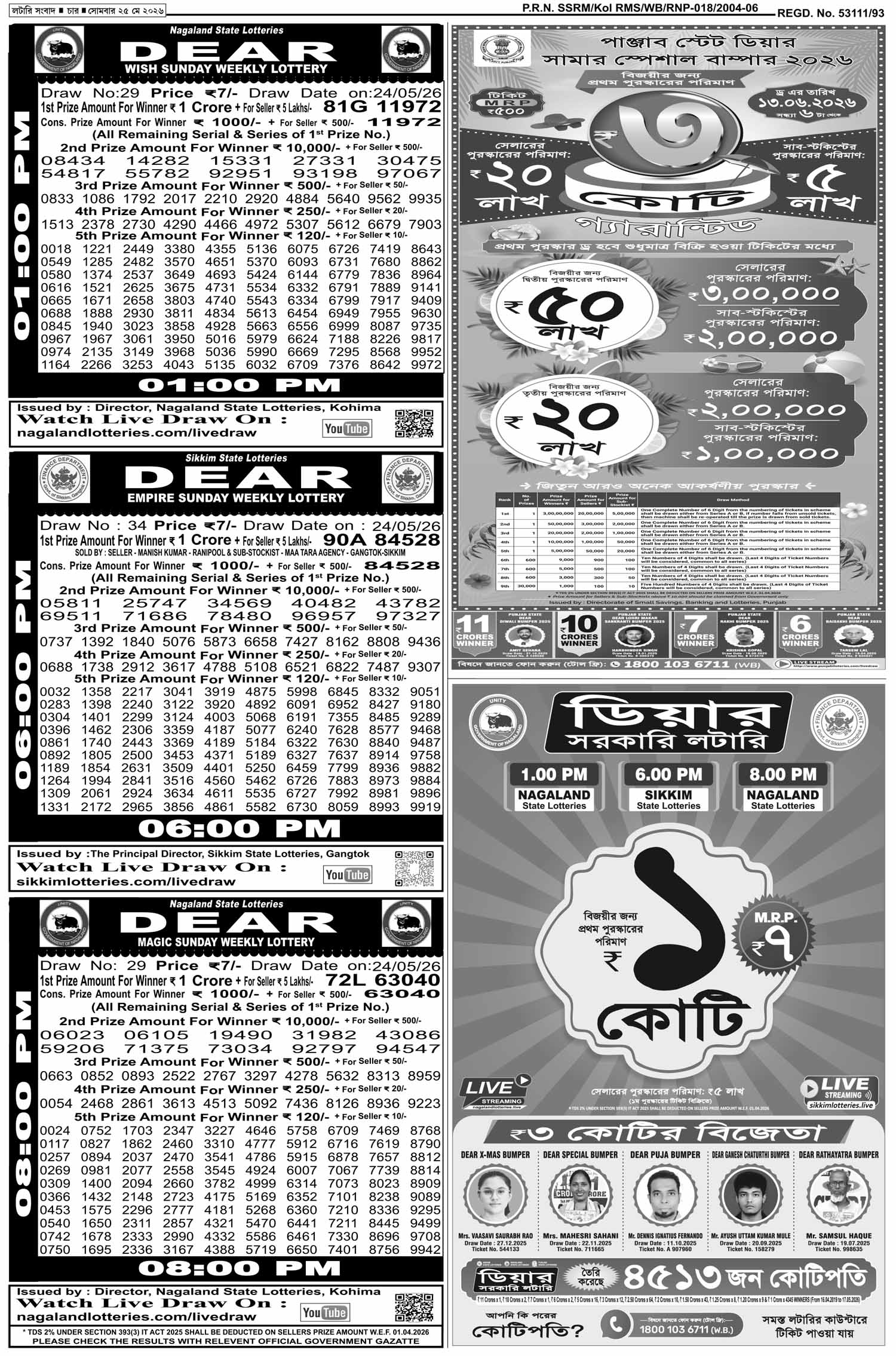Lottery Sambad E-Paper 25 May 2026