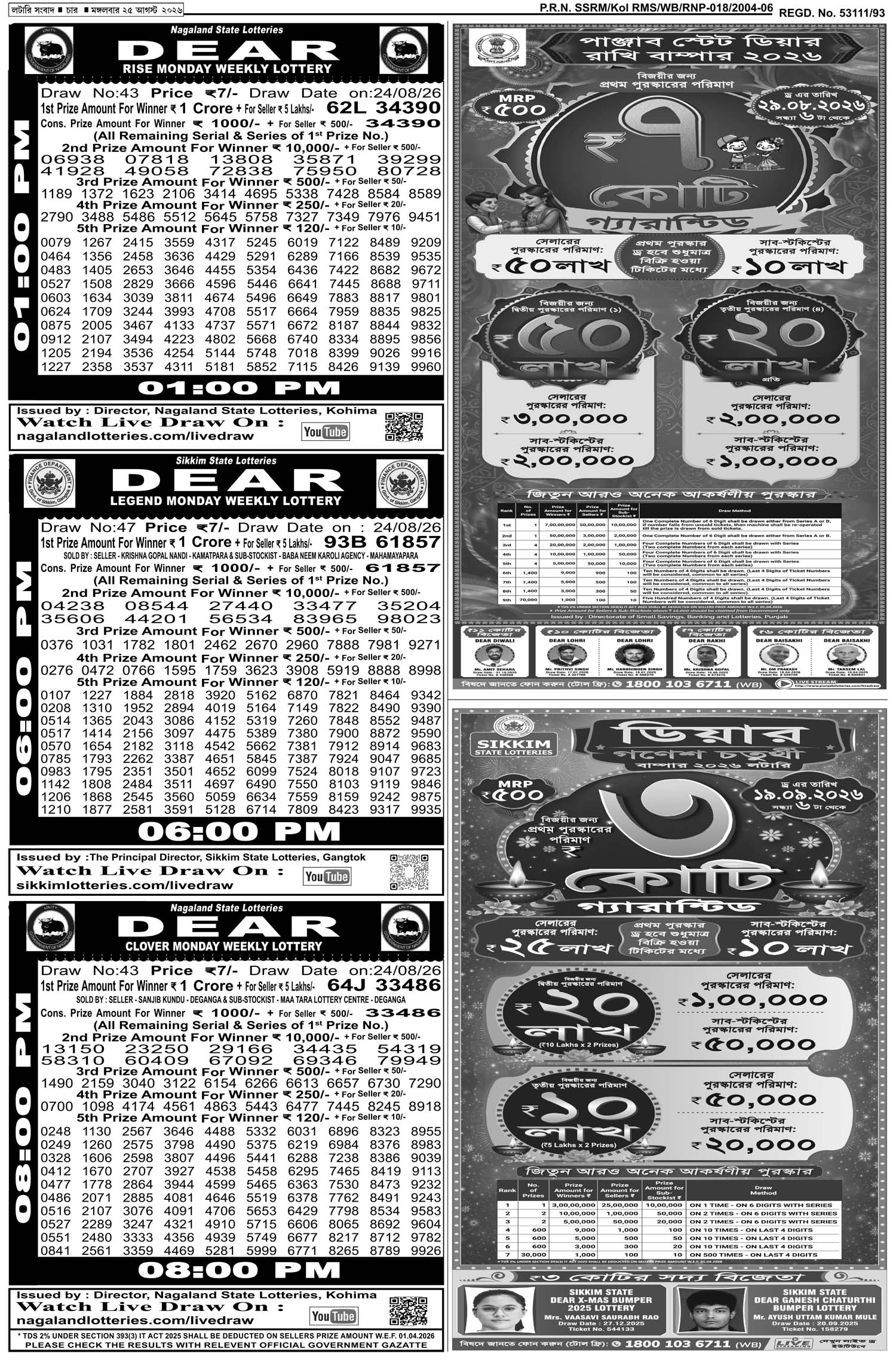 Lottery Sambad E-Paper 25 August 2026