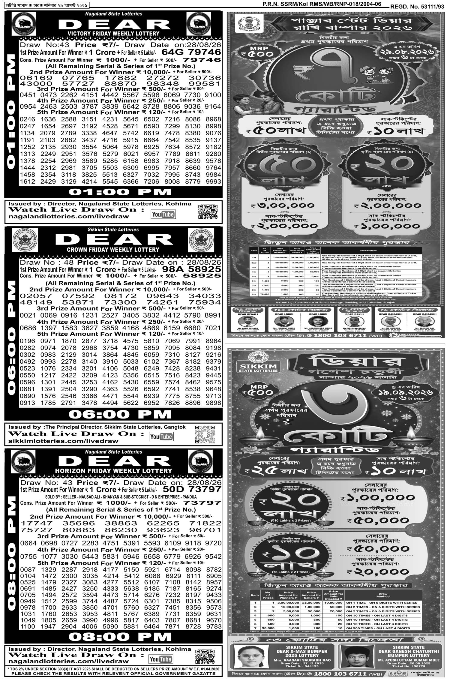 Lottery Sambad E-Paper 29 August 2026